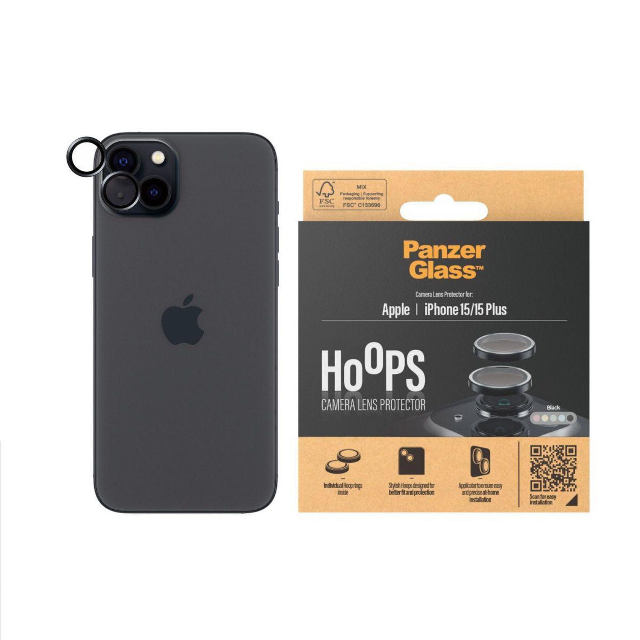Voir la diapositive 2 : PANZERGLASS Protège objectif iPhone 15 / 15 Plus protège objectif