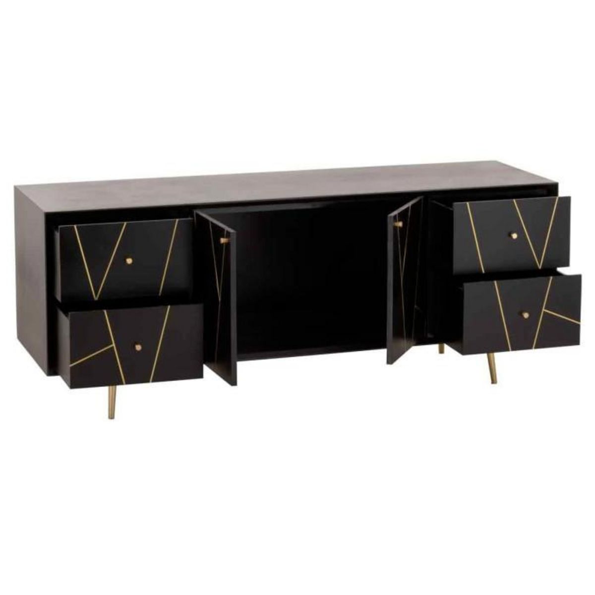 Paris Prix Buffet 4 Tiroirs & 2 Portes  Remina  150cm Noir & Or