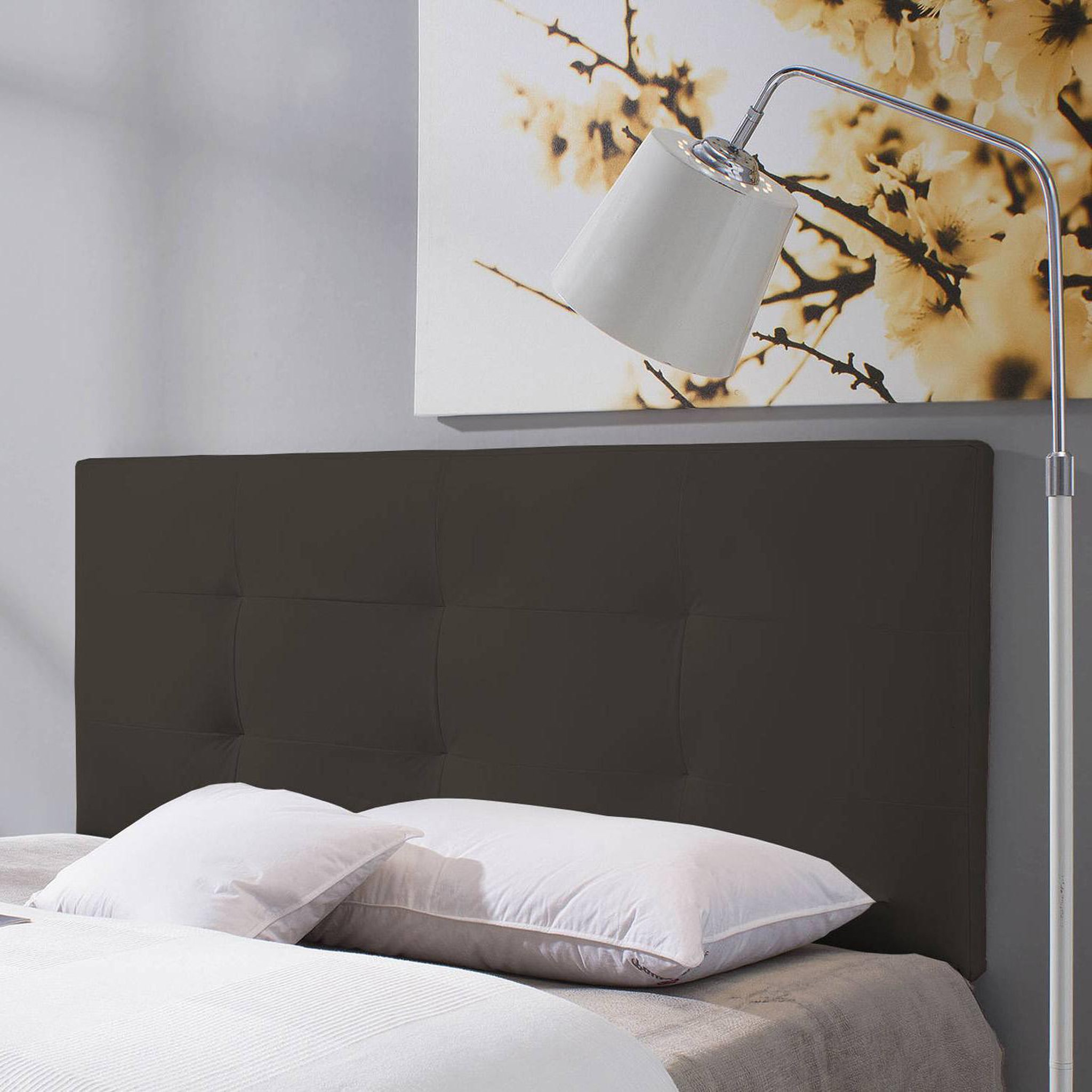 Voir la diapositive 2 : MARCKONFORT Tête de lit Carla 160x60 cm Chocolat, rembourrée de Mousse