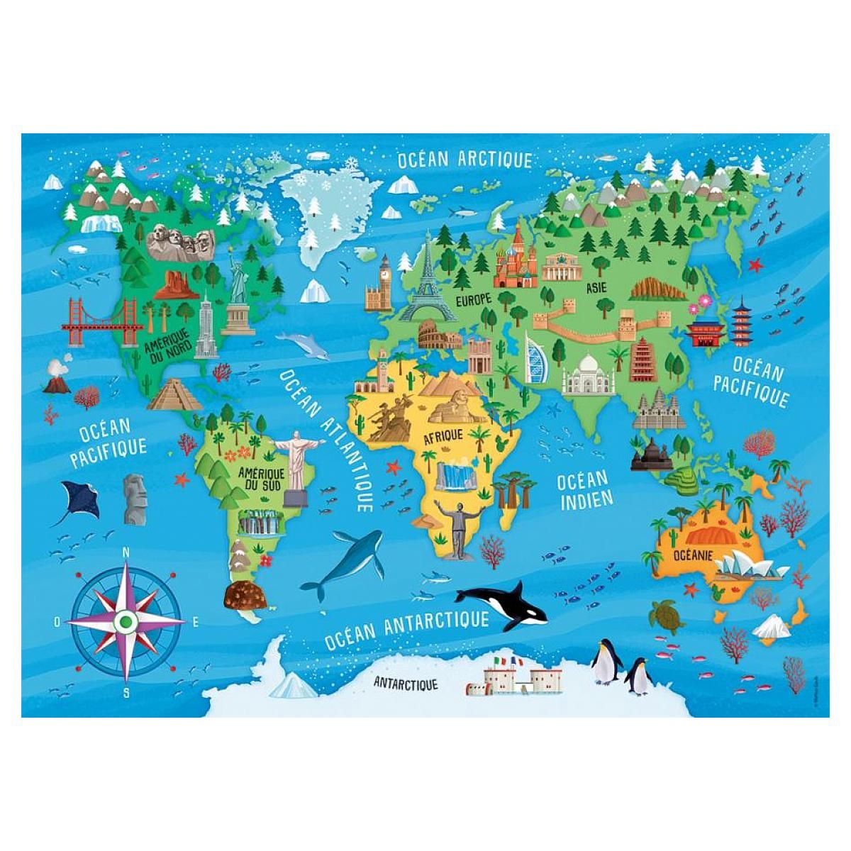 Nathan Puzzle 100 p  carte du monde des monuments