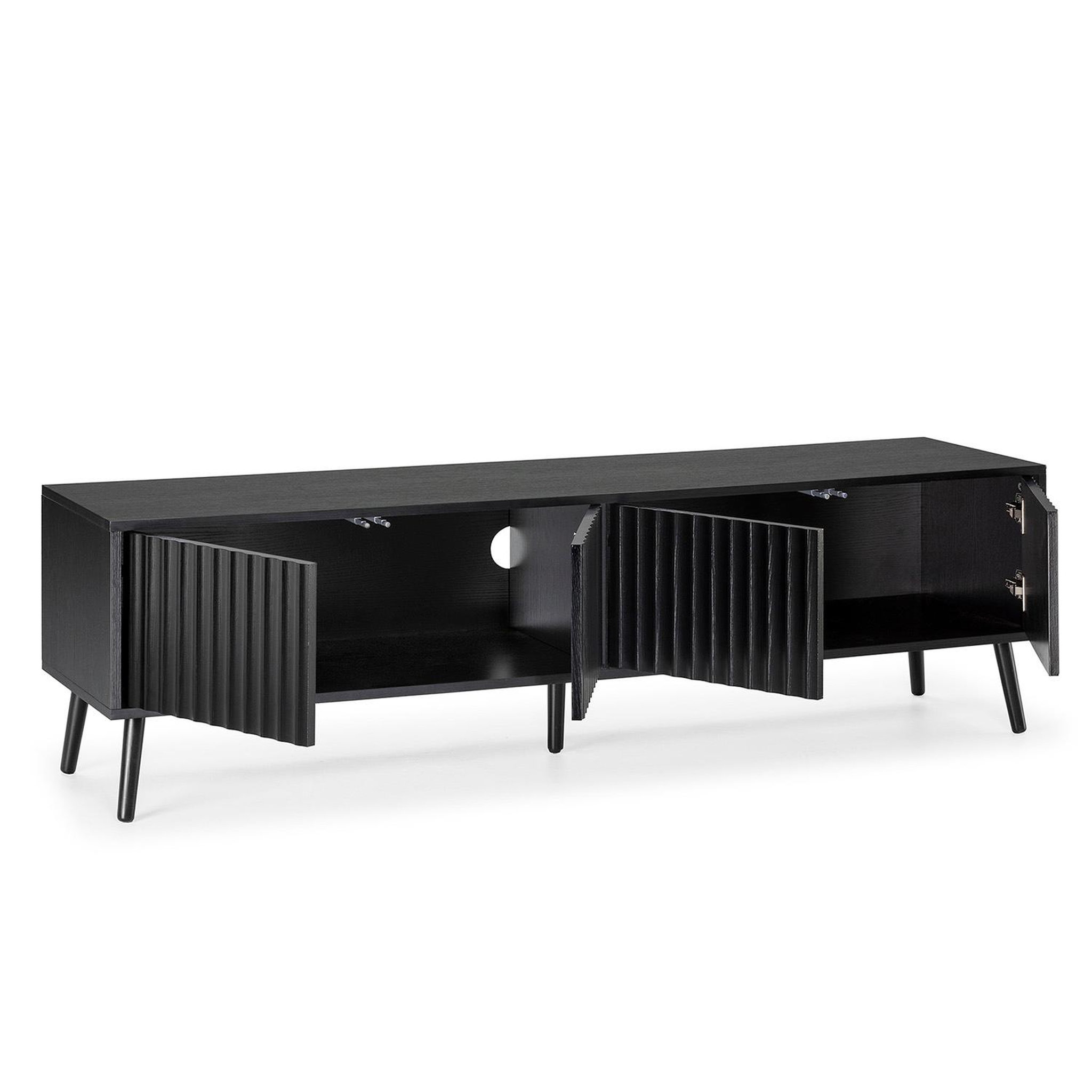 Voir la diapositive 3 : VS VENTA-STOCK Meuble TV Lluvia 4 portes couleur noir