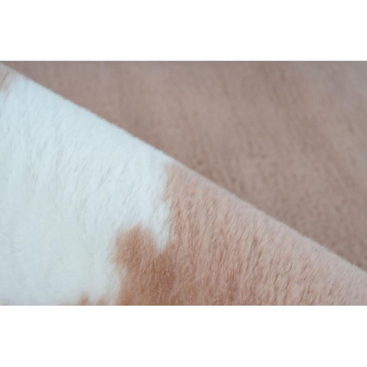 Paris Prix Tapis Imitation Fourrure  Rabbit  Taupe & Blanc