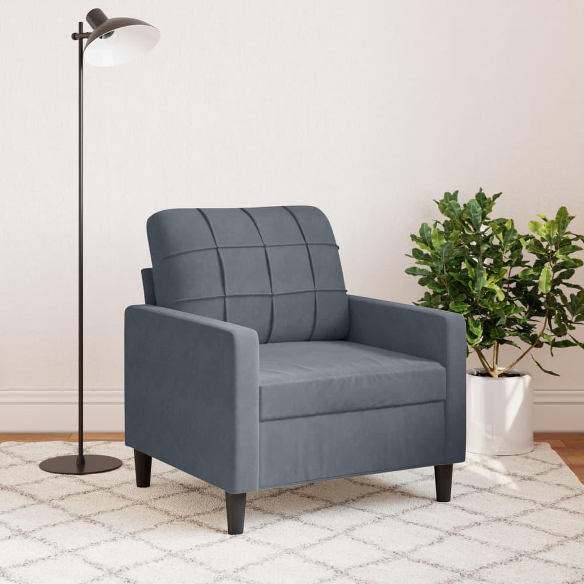 Voir la diapositive 3 : VIDAXL Fauteuil Gris fonce 60 cm Velours