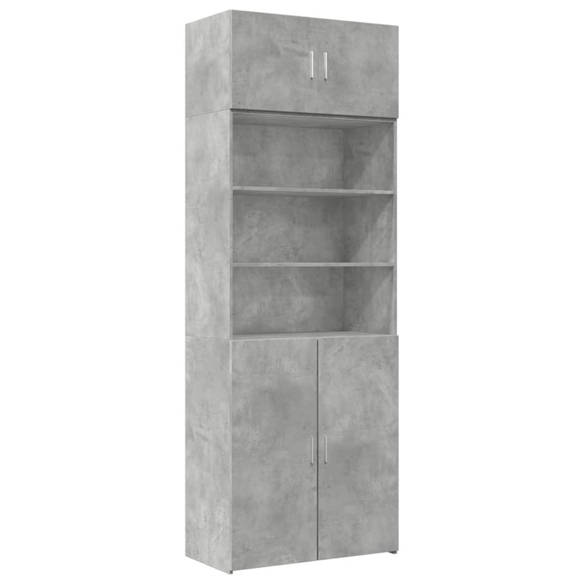 Voir la diapositive 2 : VIDAXL Armoire de rangement gris beton 80x42,5x225cm bois d'ingenierie