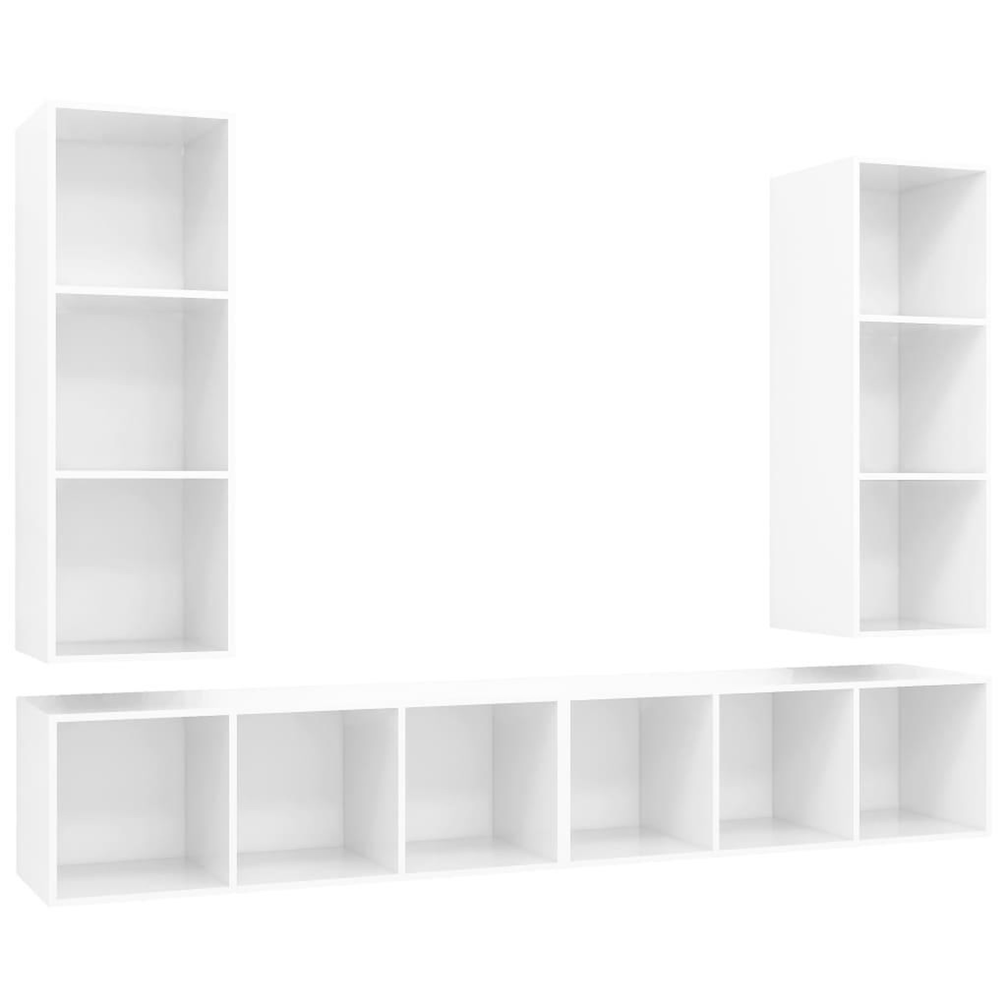 Voir la diapositive 2 : VIDAXL Meubles TV muraux 4 pcs Blanc brillant Bois d'ingenierie