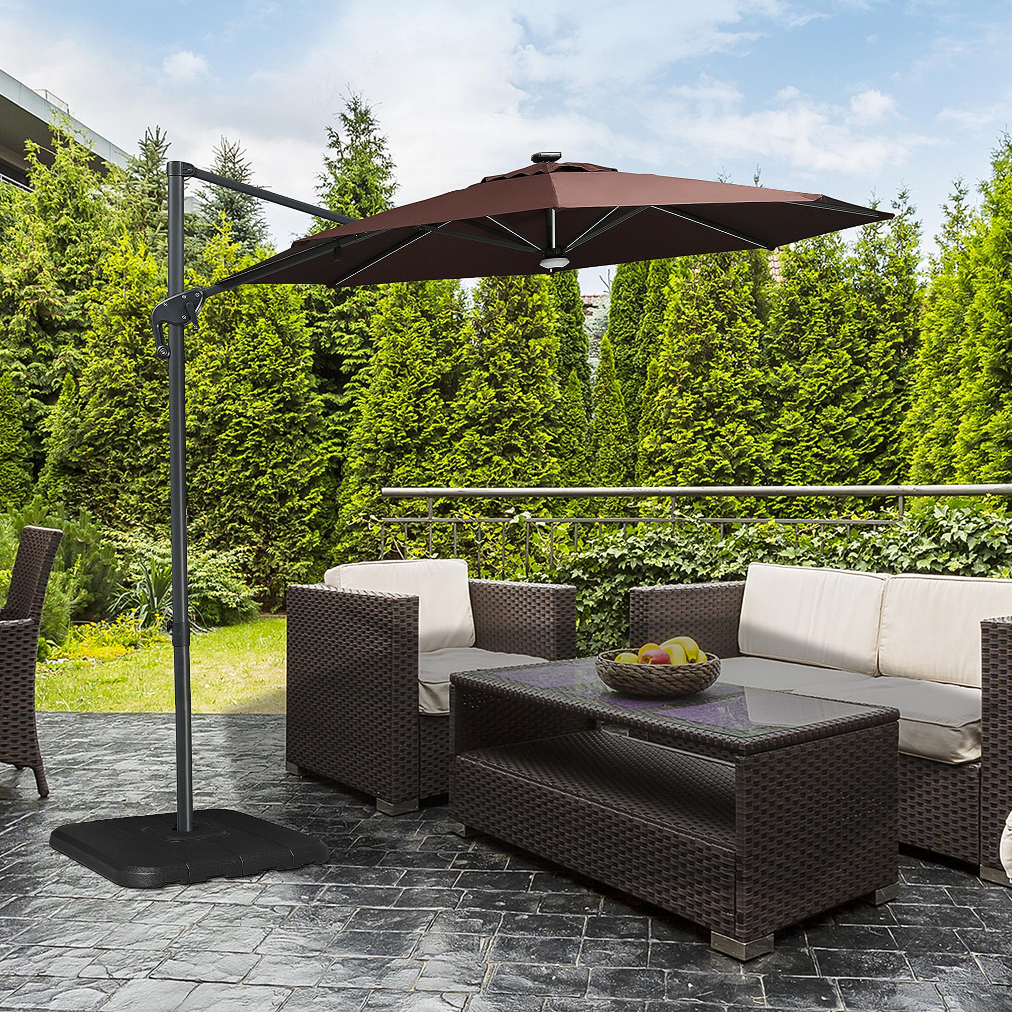 Voir la diapositive 2 : OUTSUNNY Lot de 4 poids de lestage avec poignées - compatibilité parasols déportés piètement croix - HDPE texturé noir