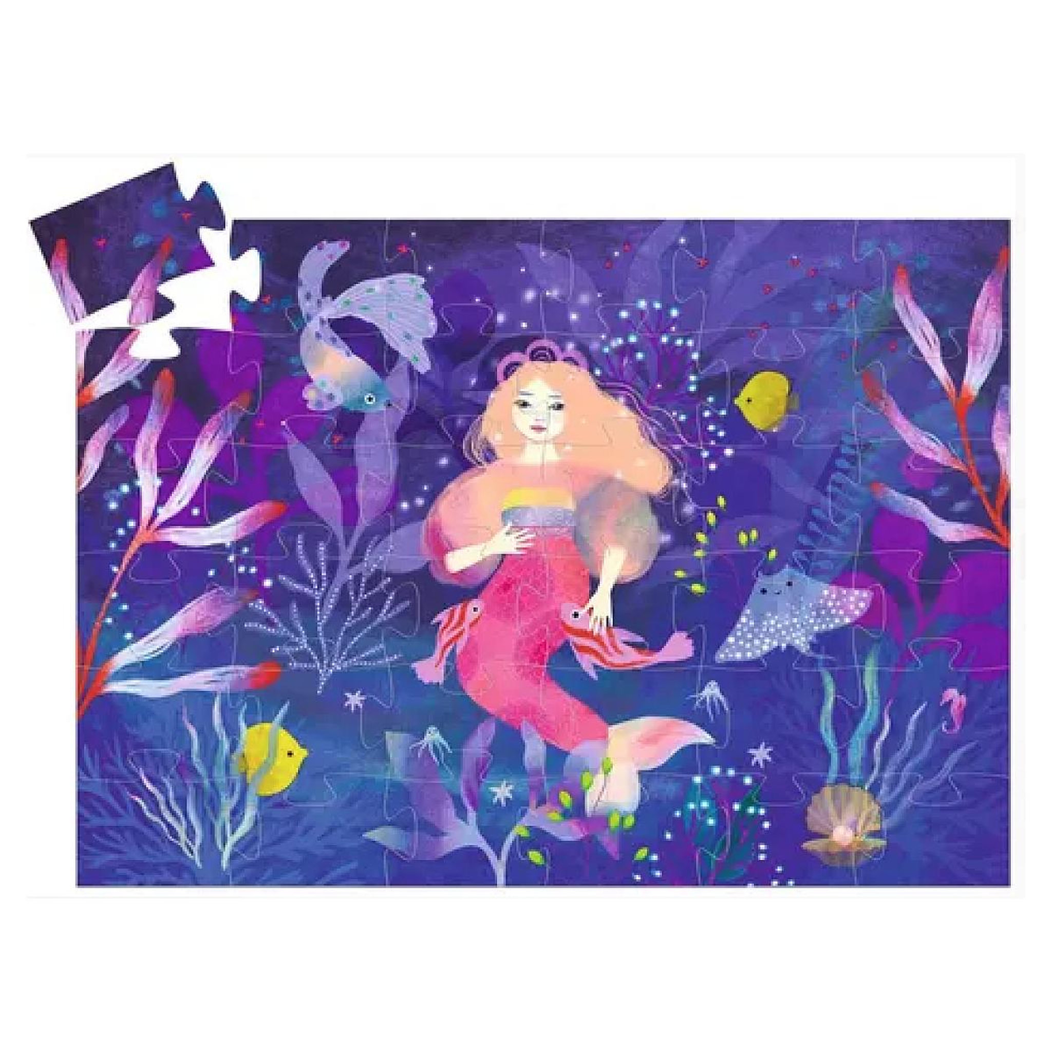 Voir la diapositive 2 : Djeco Puzzle silhouette - Ella la sirene - 36 pcs