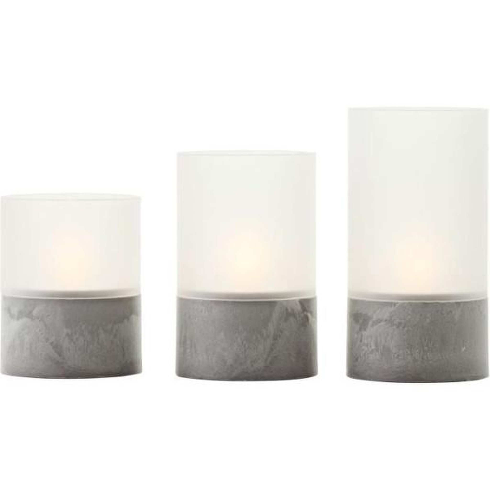 BRILLIANT Lot 3 Lampes a poser LED BOUGIE BRILLIANT - 2500K - Plastique et verre - Gris et blanc mat