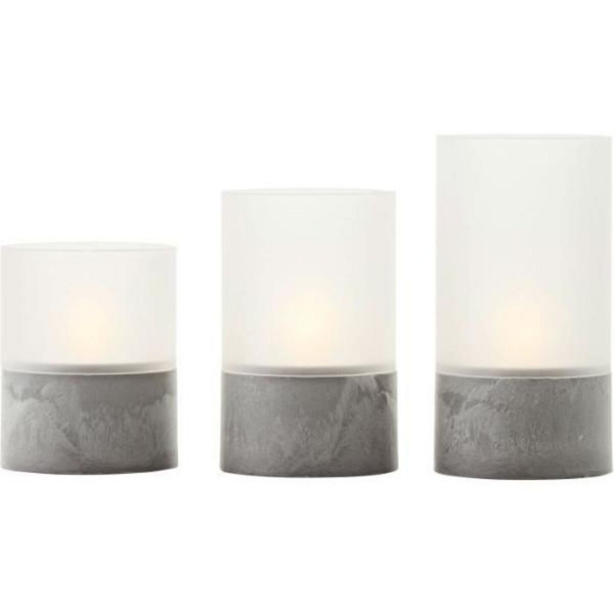BRILLIANT Lot 3 Lampes a poser LED BOUGIE BRILLIANT - 2500K - Plastique et verre - Gris et blanc mat