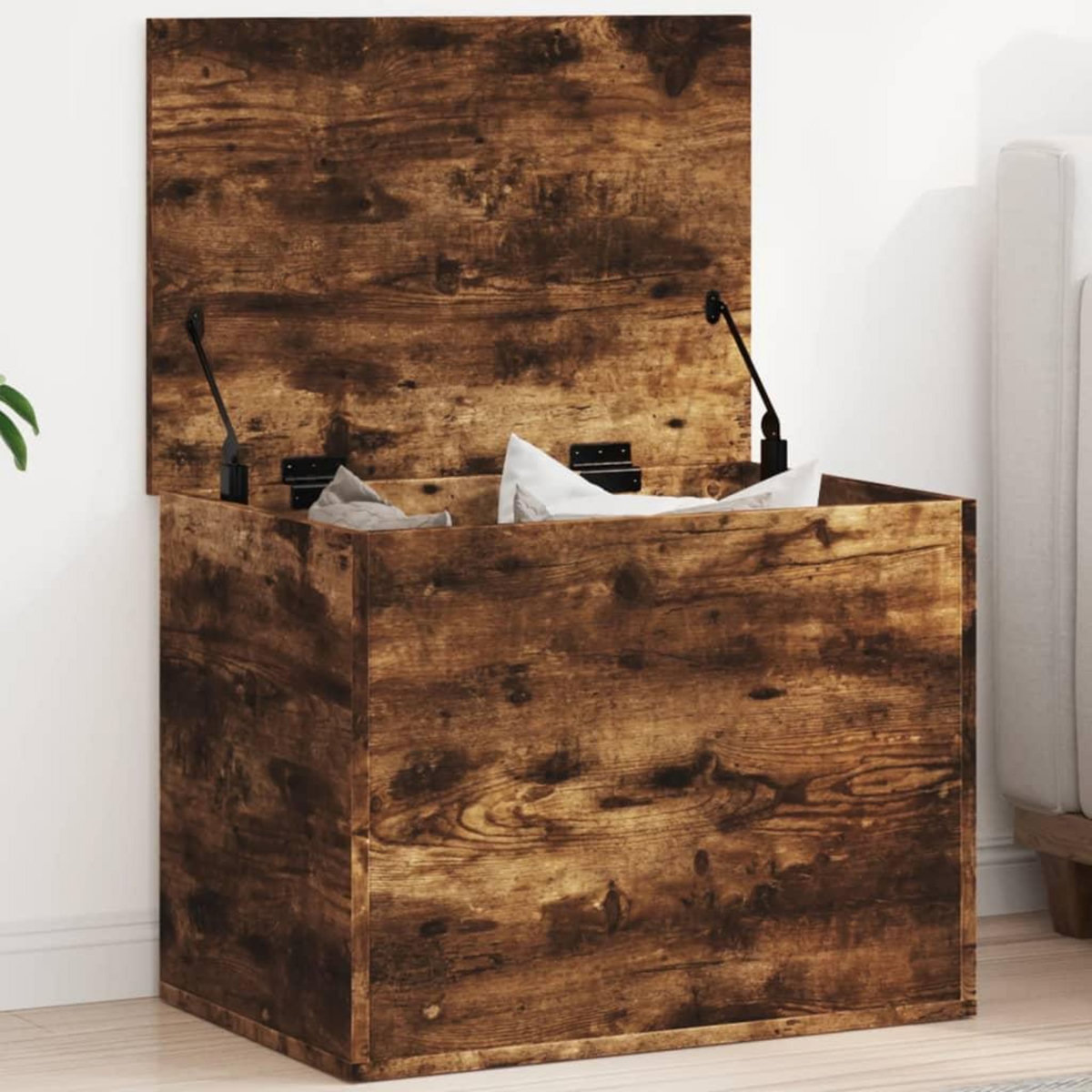 VIDAXL Boîte de rangement chene fume 60x42x46 cm bois d'ingenierie