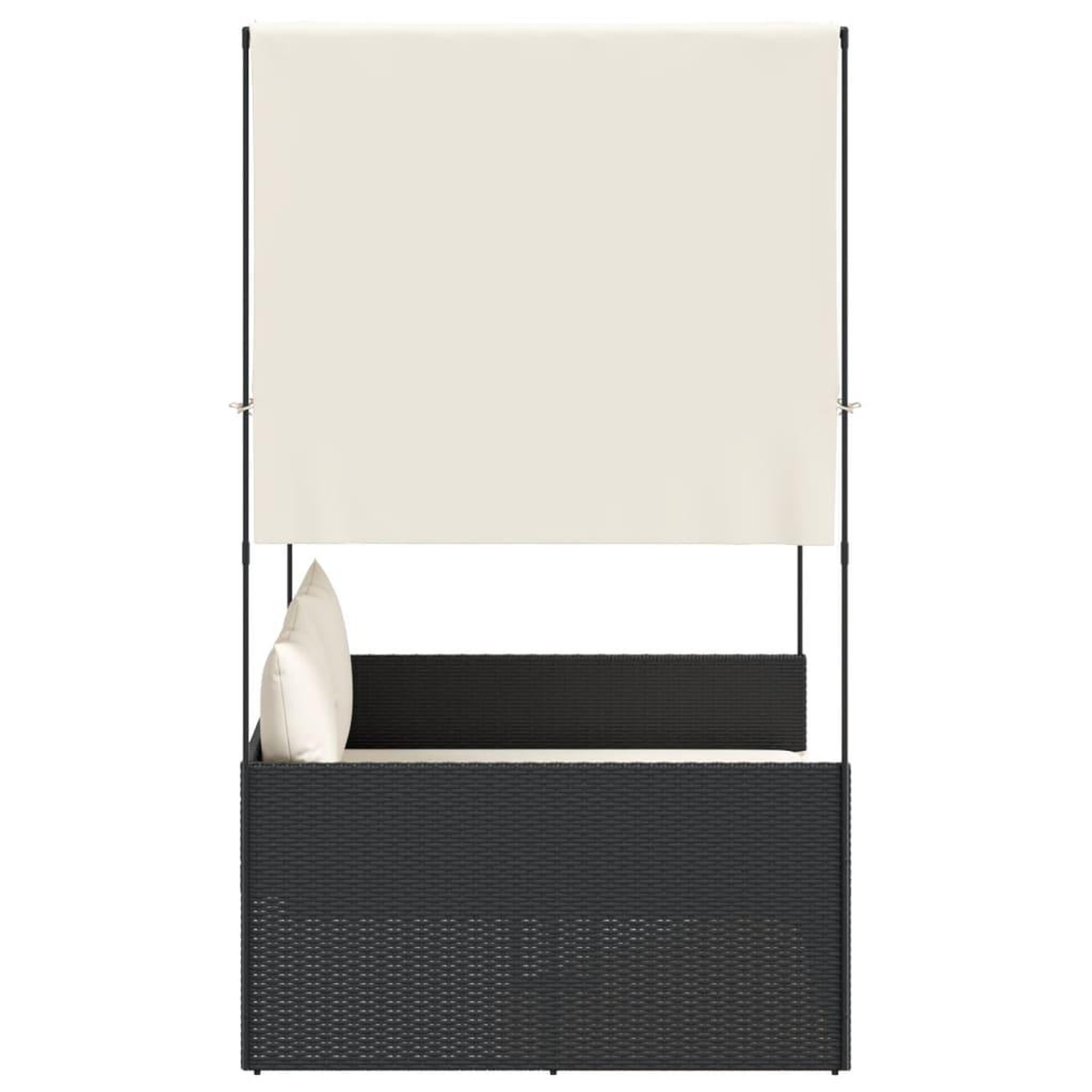 Voir la diapositive 4 : VIDAXL Chaise longue double avec toit et rideaux noir resine tressee