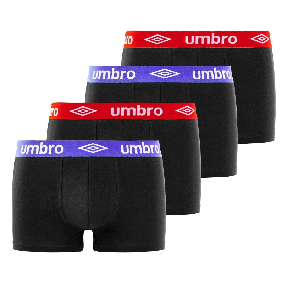 UMBRO Lot de 4 Boxers coton homme uni ceinture colorées