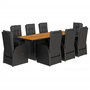 Voir la diapositive 2 : VIDAXL Ensemble a manger de jardin 9pcs coussins noir resine tressee