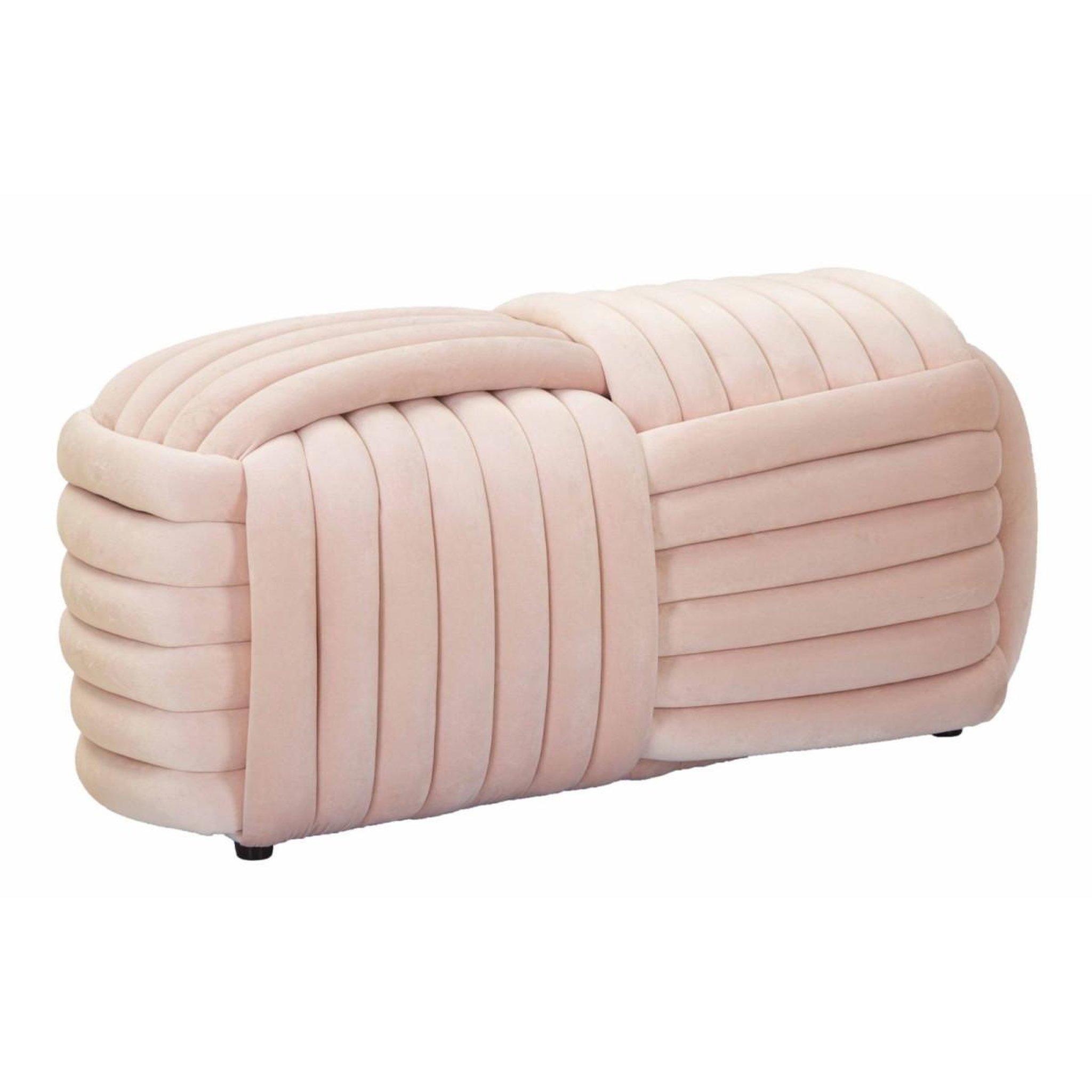 Paris Prix Banc design en velours  softy  90cm rose