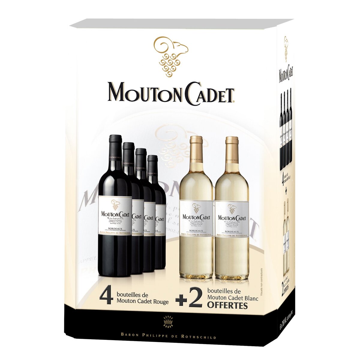 Mouton Cadet Bordeaux Rouge 2014 + 2 Mouton Cadet Blanc 2015 Offert