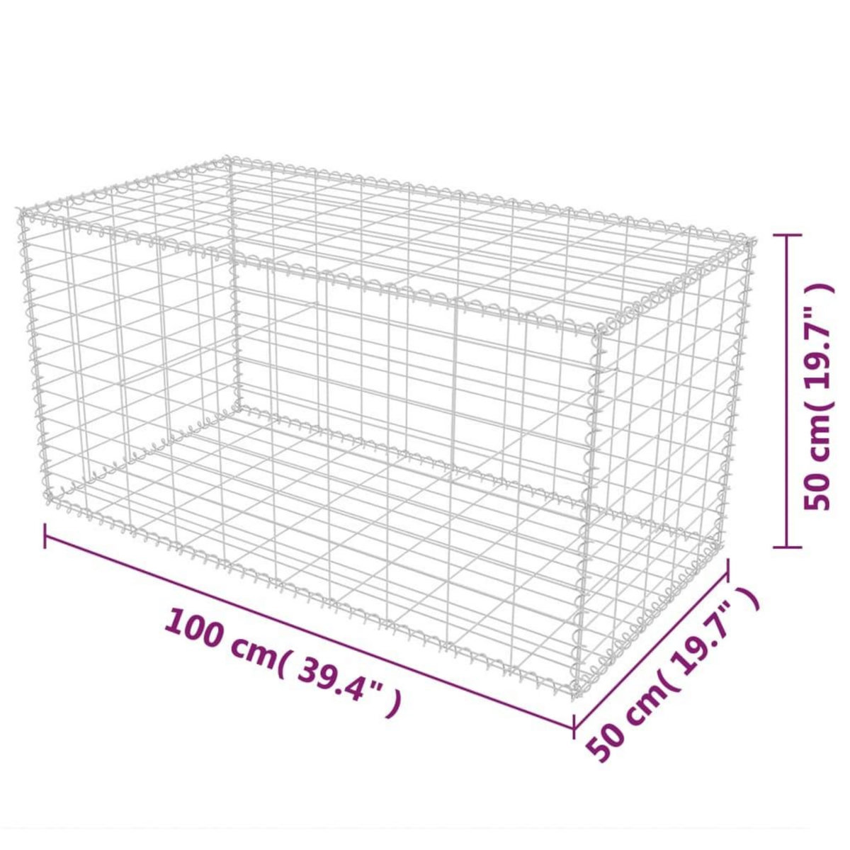 VIDAXL Panier de gabion Acier galvanise 100x50x50 cm
