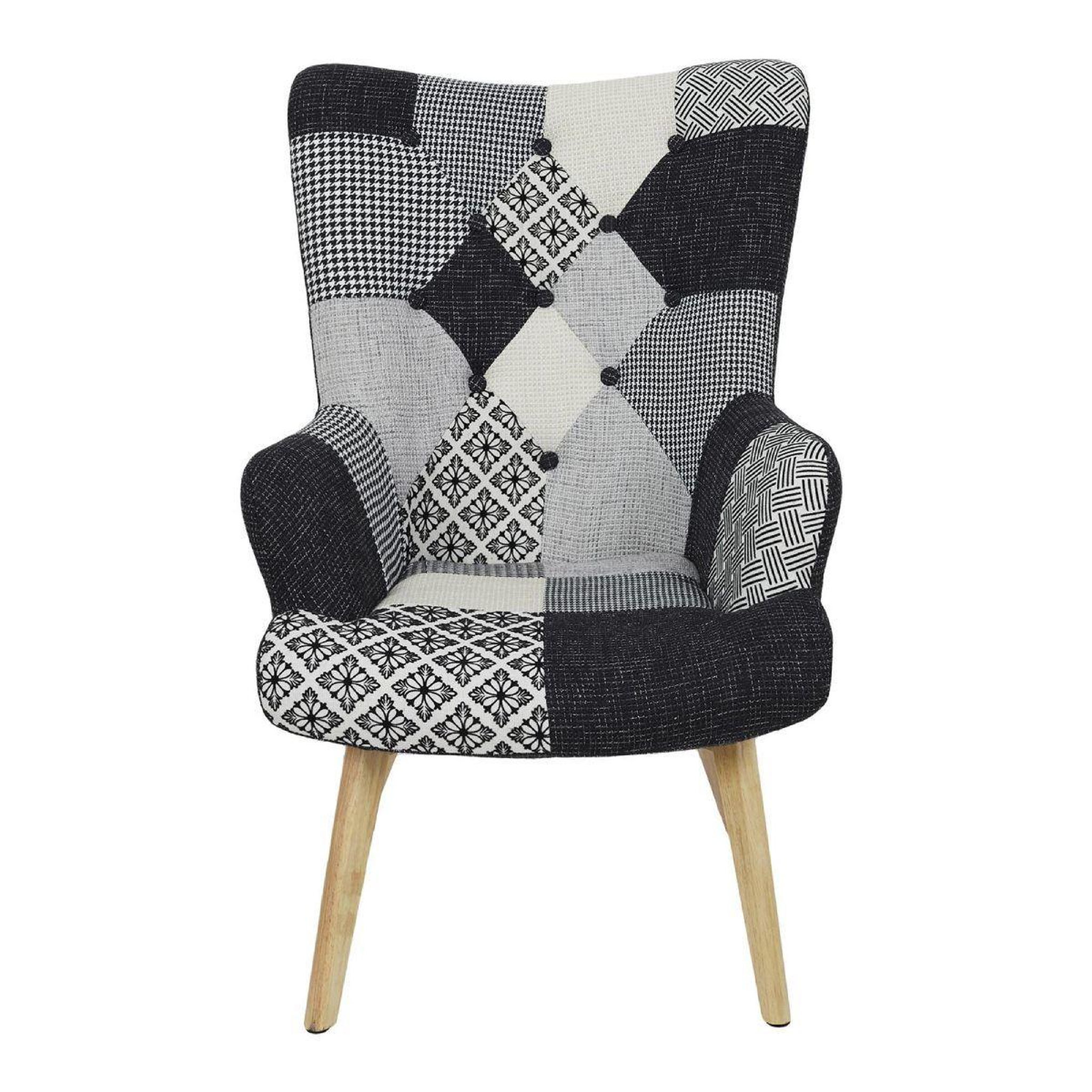 Voir la diapositive 2 : The Home Deco Factory Fauteuil Patchwork  Helsinki  71cm Noir