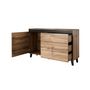 Voir la diapositive 2 : BEST MOBILIER Lord - buffet bas - effet bois et noir - 3 tiroirs et 1 porte - 138 cm