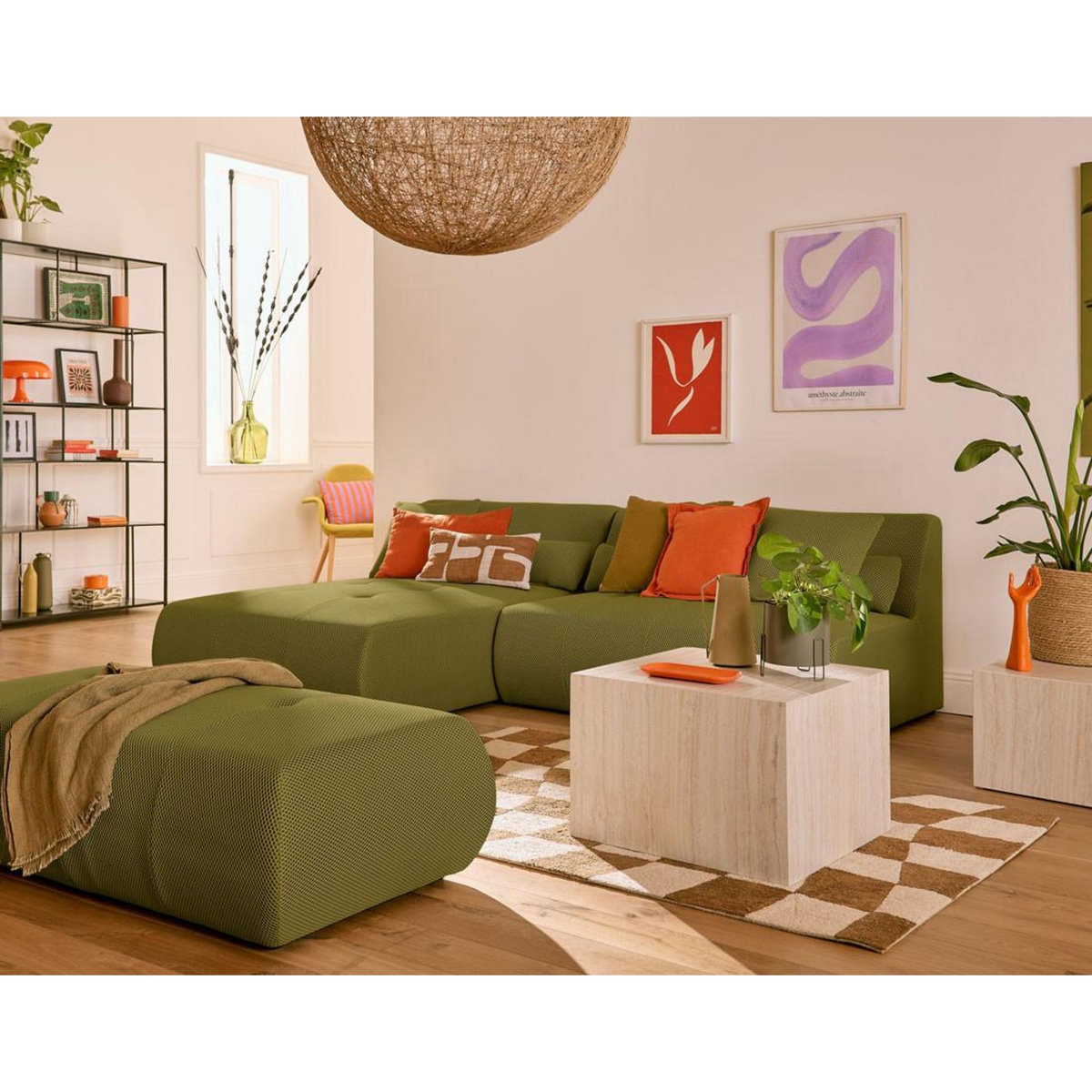 LISA DESIGN Onyx - canapé modulable d'angle réversible 4 places - en tissu mailles 3d