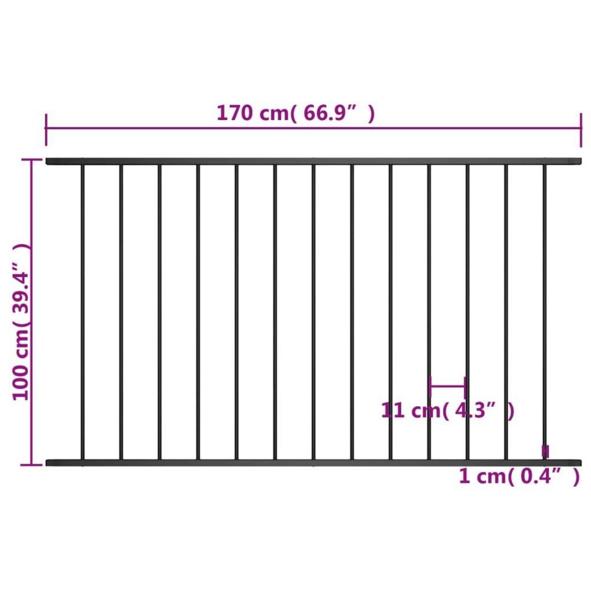 VIDAXL Panneau de cloture Acier enduit de poudre 1,7x1 m Noir