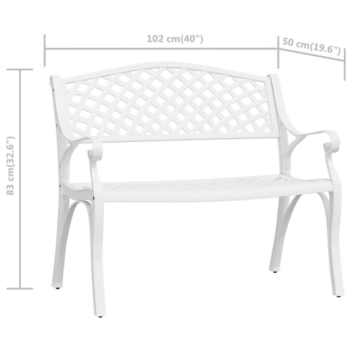 VIDAXL Banc de jardin 102 cm aluminium coule blanc