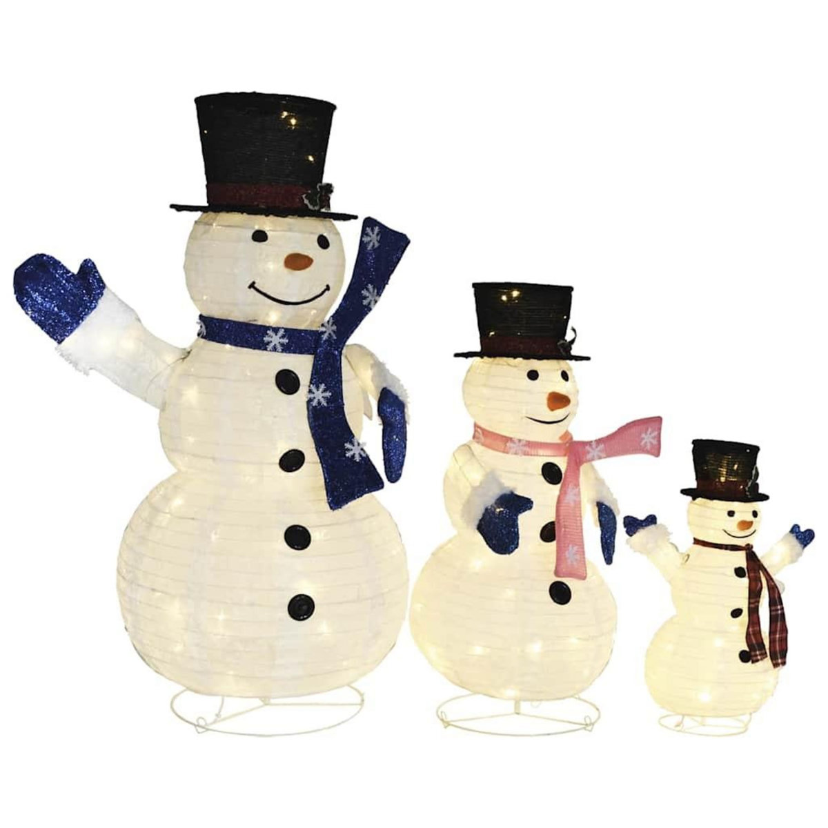 VIDAXL Decoration de Noël Figurines de famille Bonhomme de neige a LED