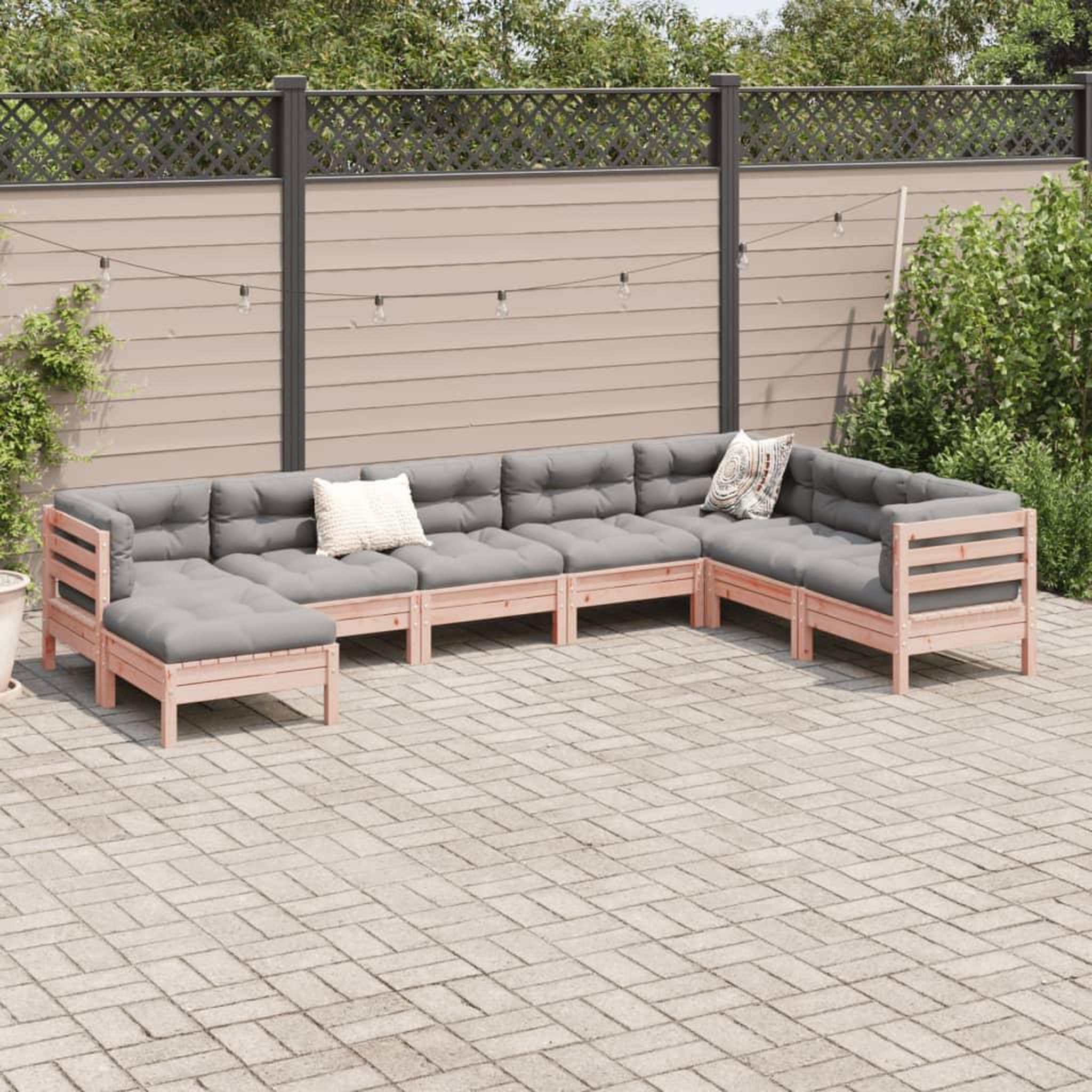 Voir la diapositive 3 : VIDAXL Salon de jardin 8 pcs avec coussins sapin douglas solide
