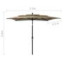 Voir la diapositive 6 : VIDAXL Parasol de jardin a 3 niveaux avec mat en aluminium taupe
