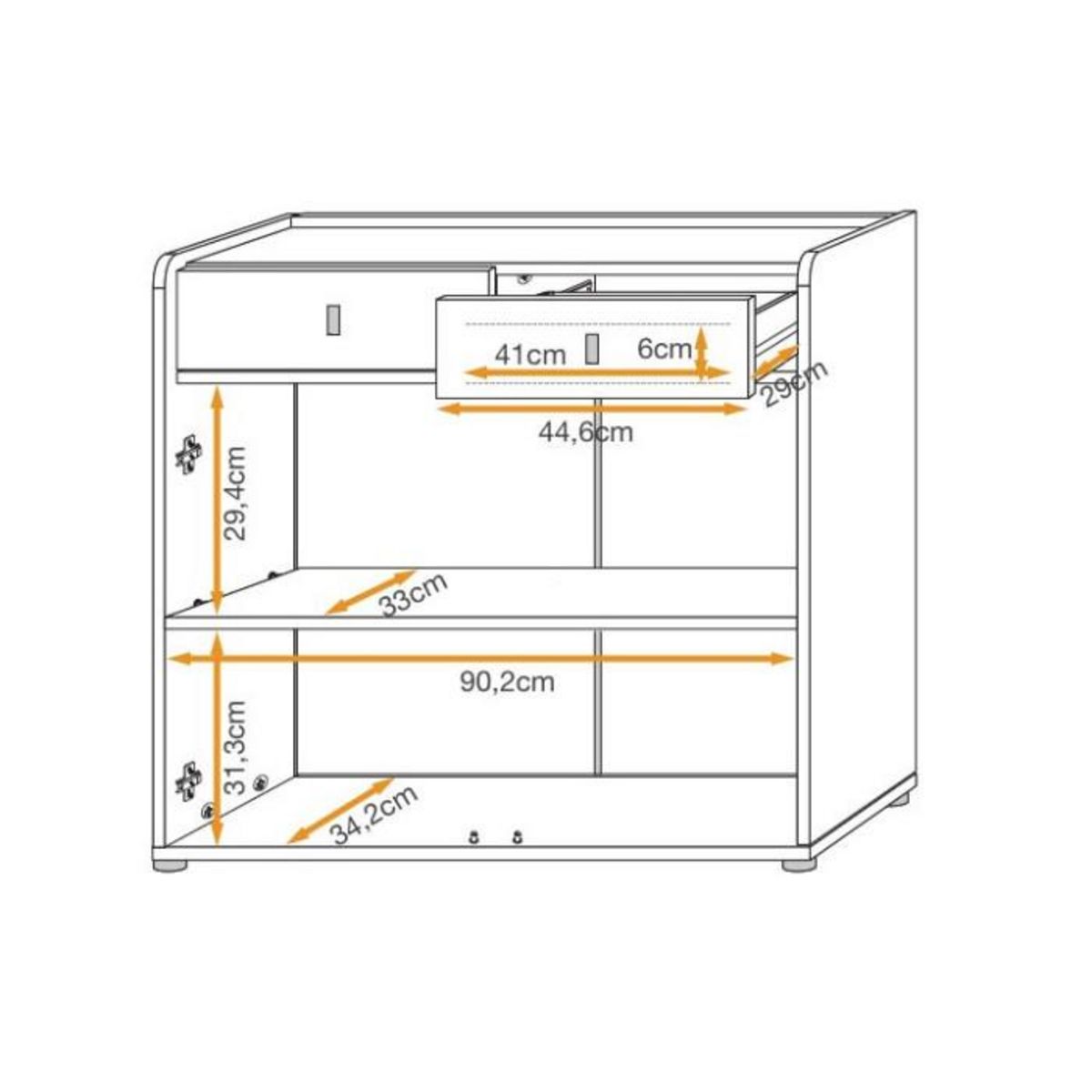 Paris Prix Buffet 2 Portes & 2 Tiroirs  Vivero  94cm Gris & Naturel