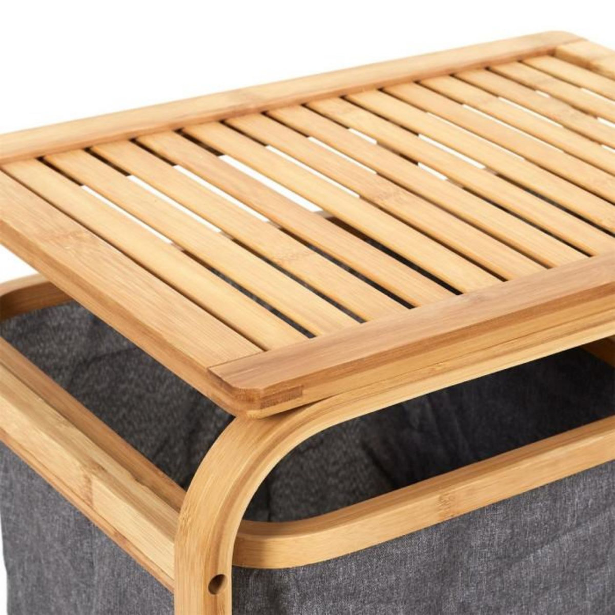 Paris Prix Meuble à Linge 3 Paniers  Bambou  69cm Naturel