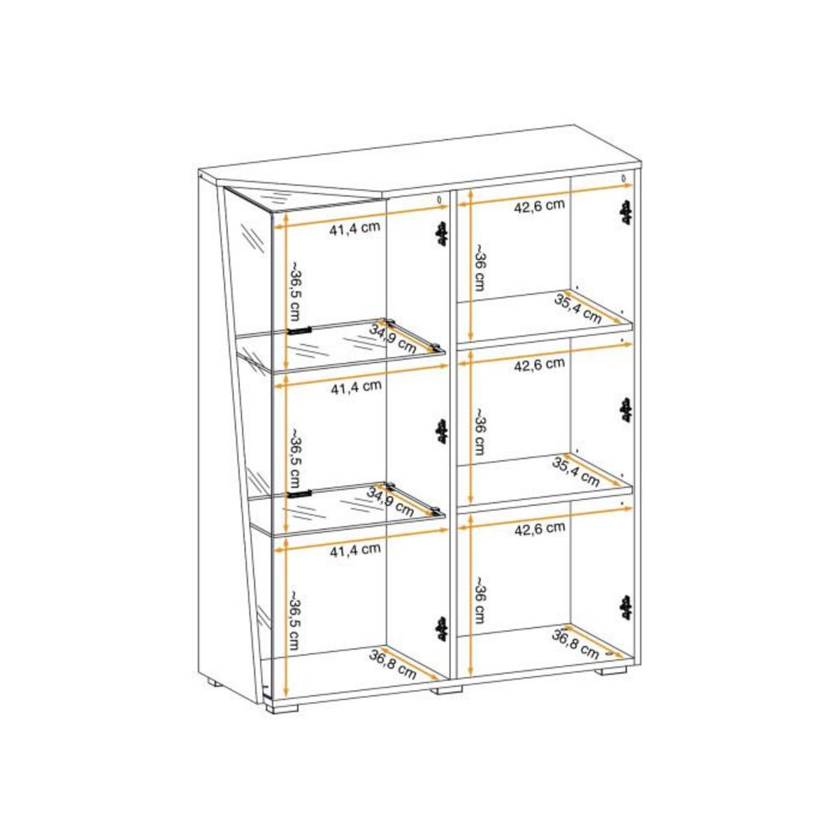 Paris Prix Buffet Design 2 Portes Led  Edge  117cm Blanc