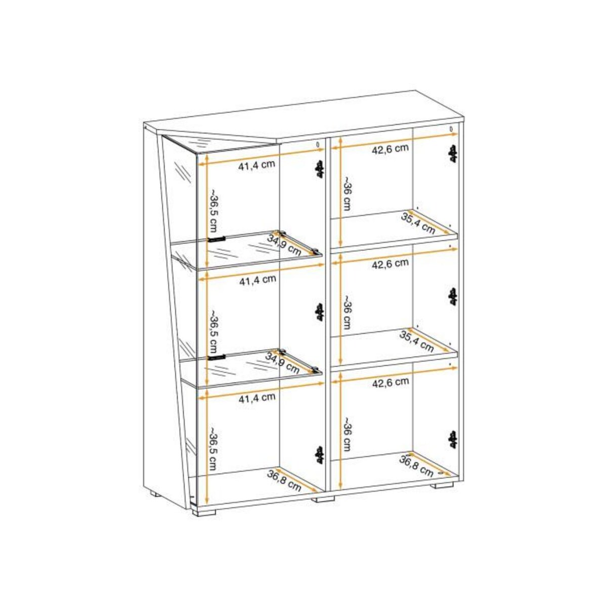 Paris Prix Buffet Design 2 Portes Led  Edge  117cm Blanc