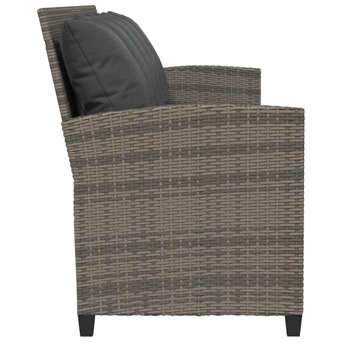 VIDAXL Canape de jardin avec coussins 5 places gris resine tressee