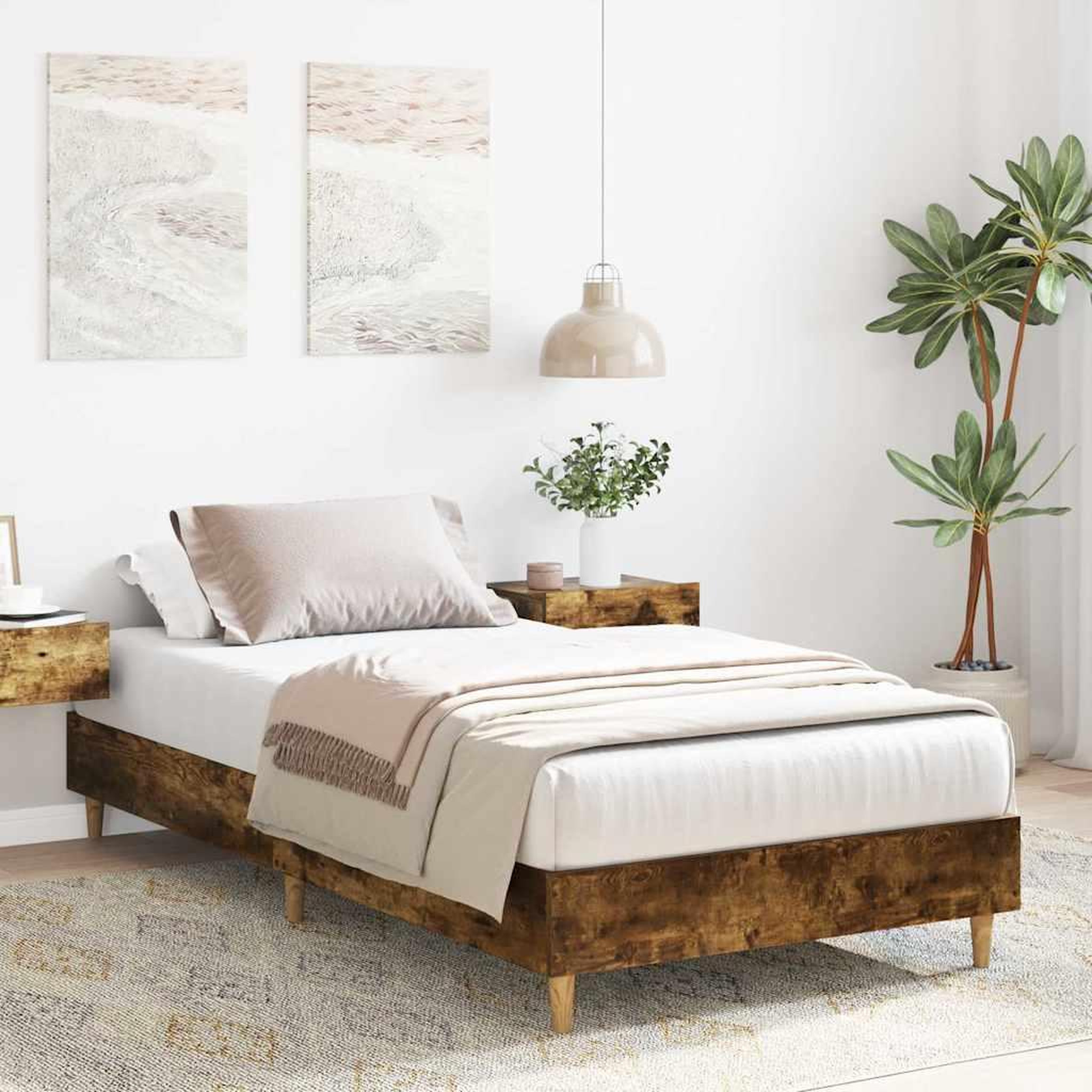 Voir la diapositive 3 : VIDAXL Cadre de lit sans matelas chene fume 90x200cm bois d'ingenierie