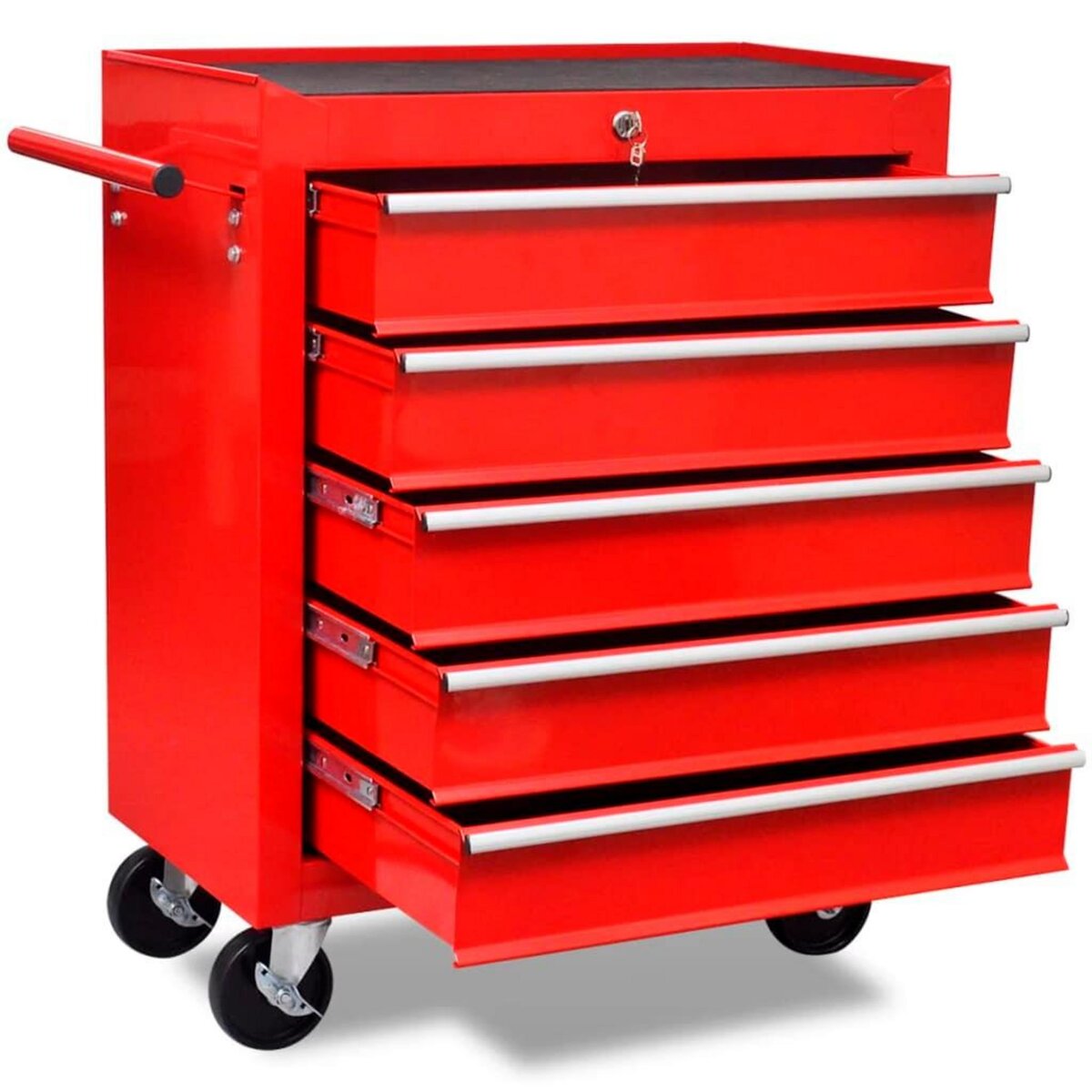 VIDAXL Chariot a outils d'atelier avec 5 tiroirs Rouge pas cher 