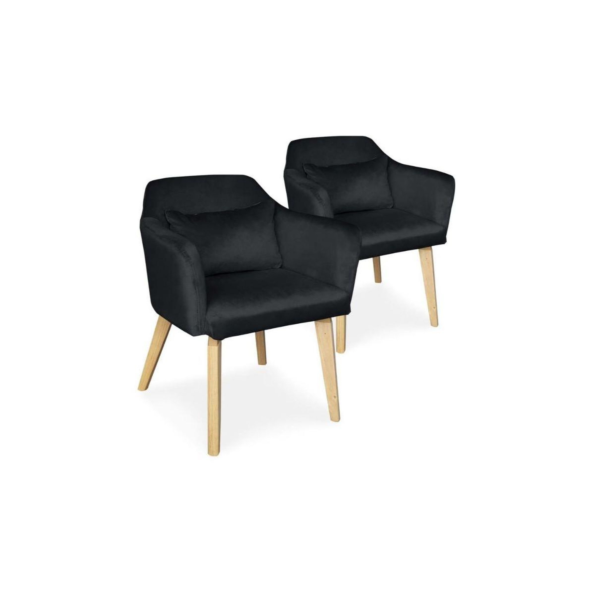 Voir la diapositive 1 : Paris Prix Lot de 2 fauteuils velours  scanda  70cm noir