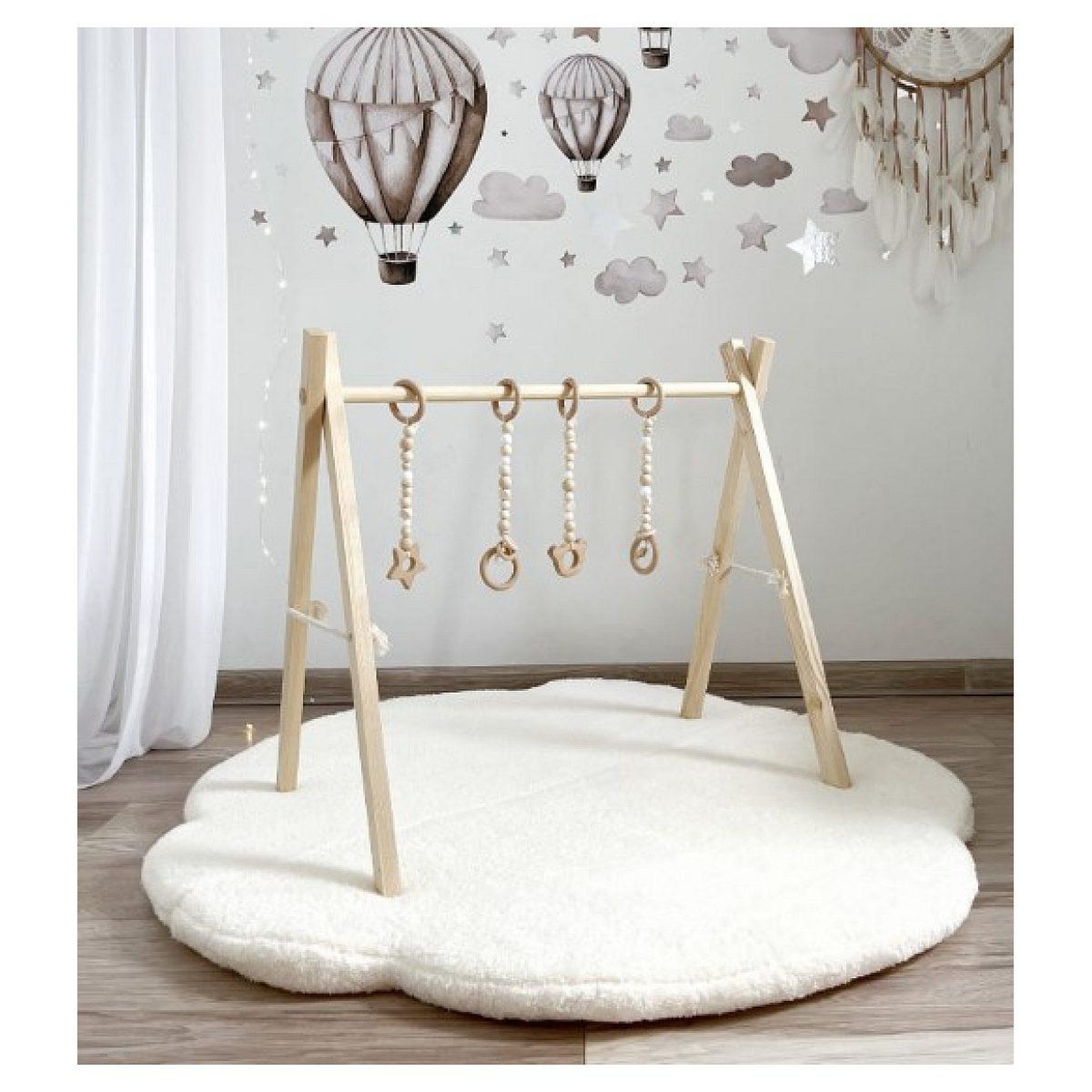 Voir la diapositive 2 : MONIO FOR KIDS Tapis de jeu nuage en peluche écru