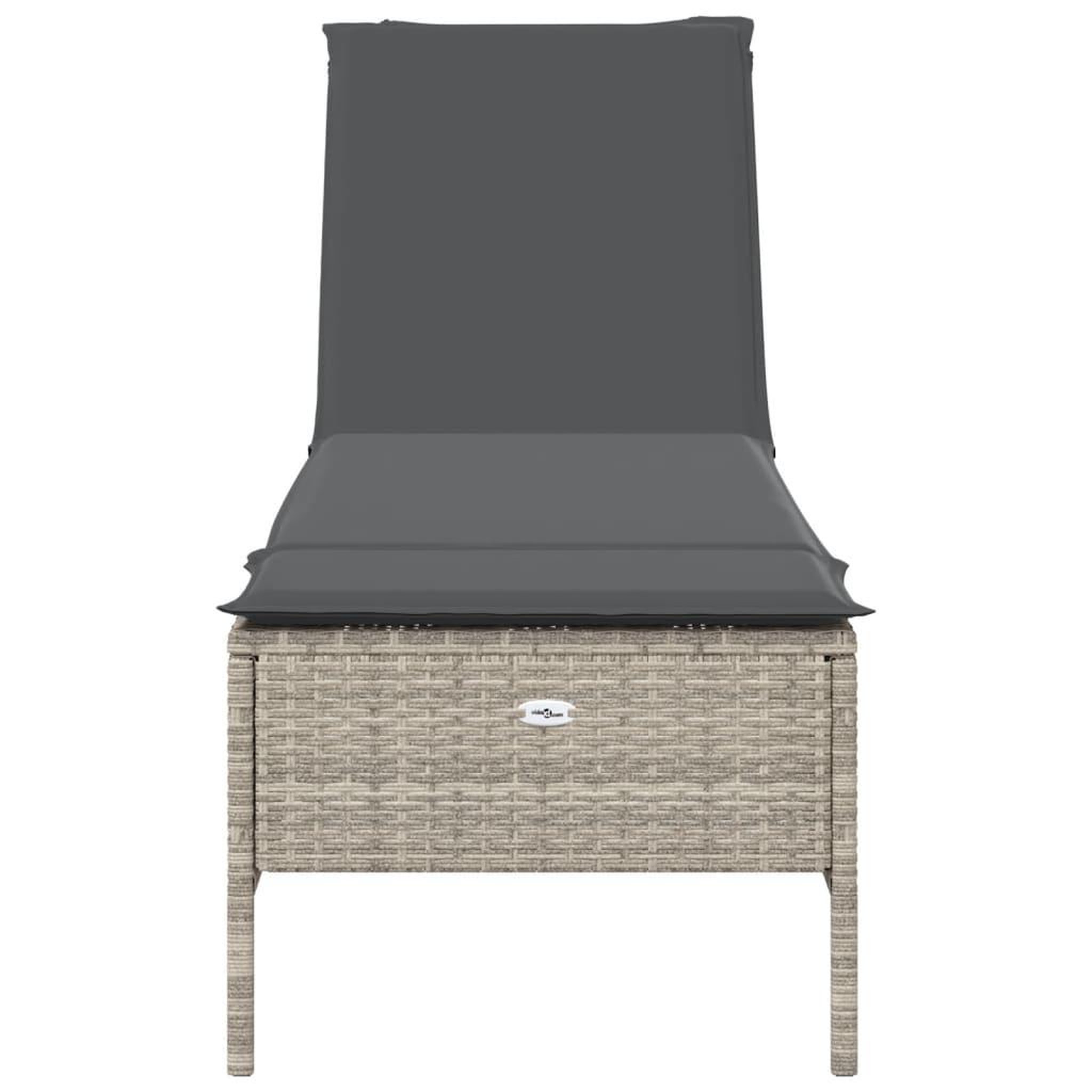 Voir la diapositive 4 : VIDAXL Chaise longue avec coussin gris clair resine tressee