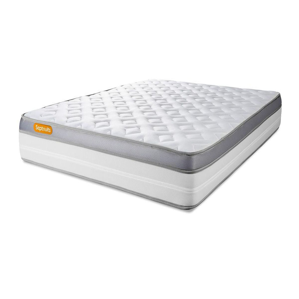 SEPTNUITS Matelas + sommier kit gris Memo Zen Mousse à mémoire de forme MAXI épaisseur