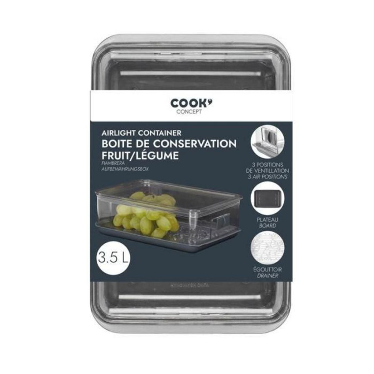 Paris Prix Boîte de Conservation  Fruit & Légume  27cm Transparent