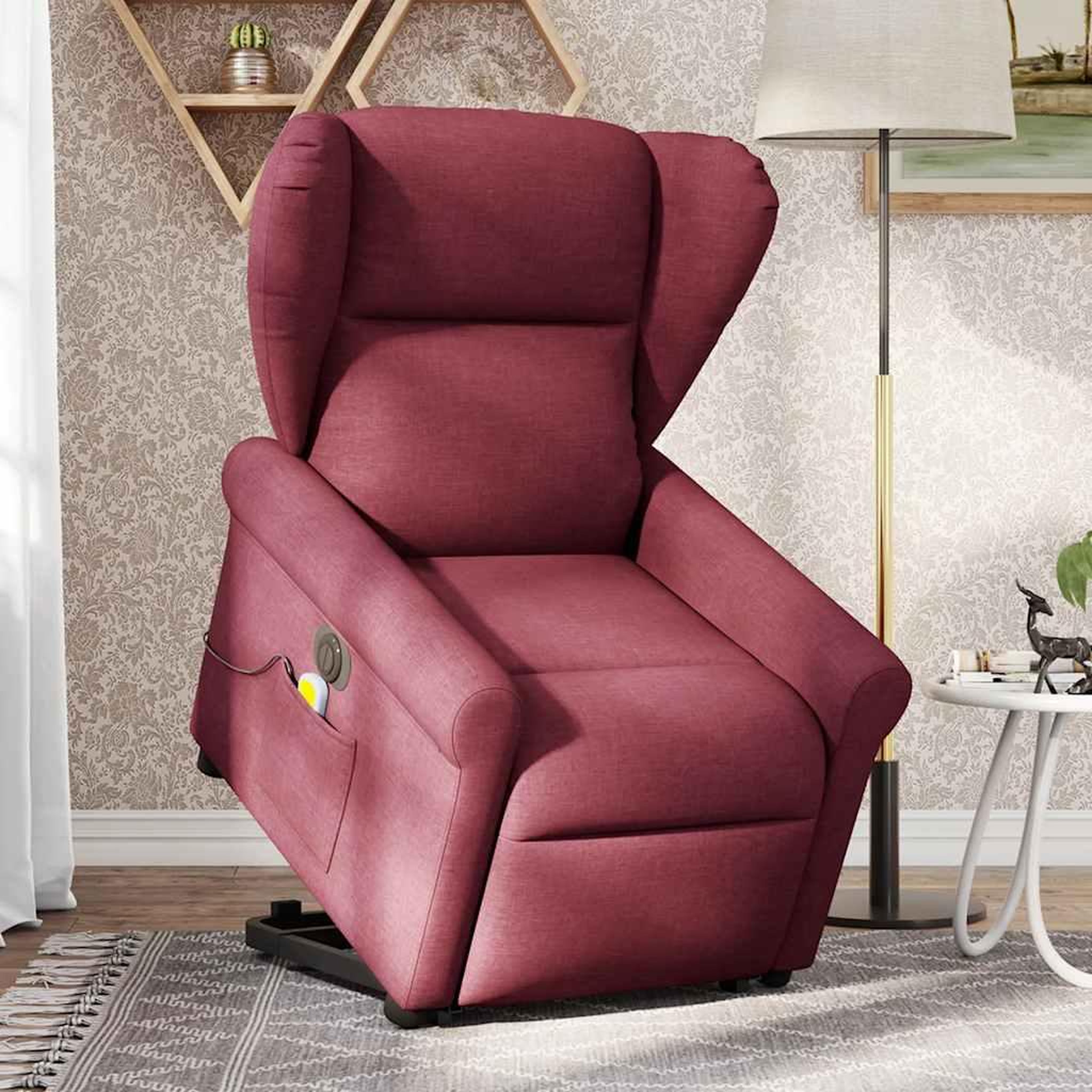 Voir la diapositive 2 : VIDAXL Fauteuil inclinable de massage electrique Rouge bordeaux Tissu