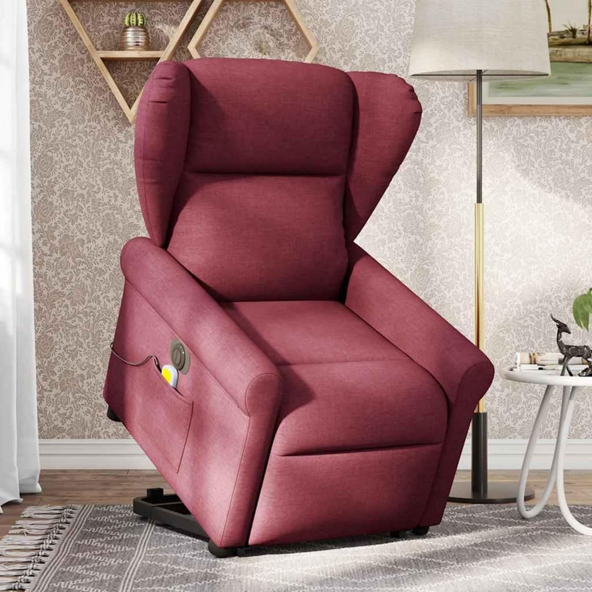 VIDAXL Fauteuil inclinable de massage electrique Rouge bordeaux Tissu