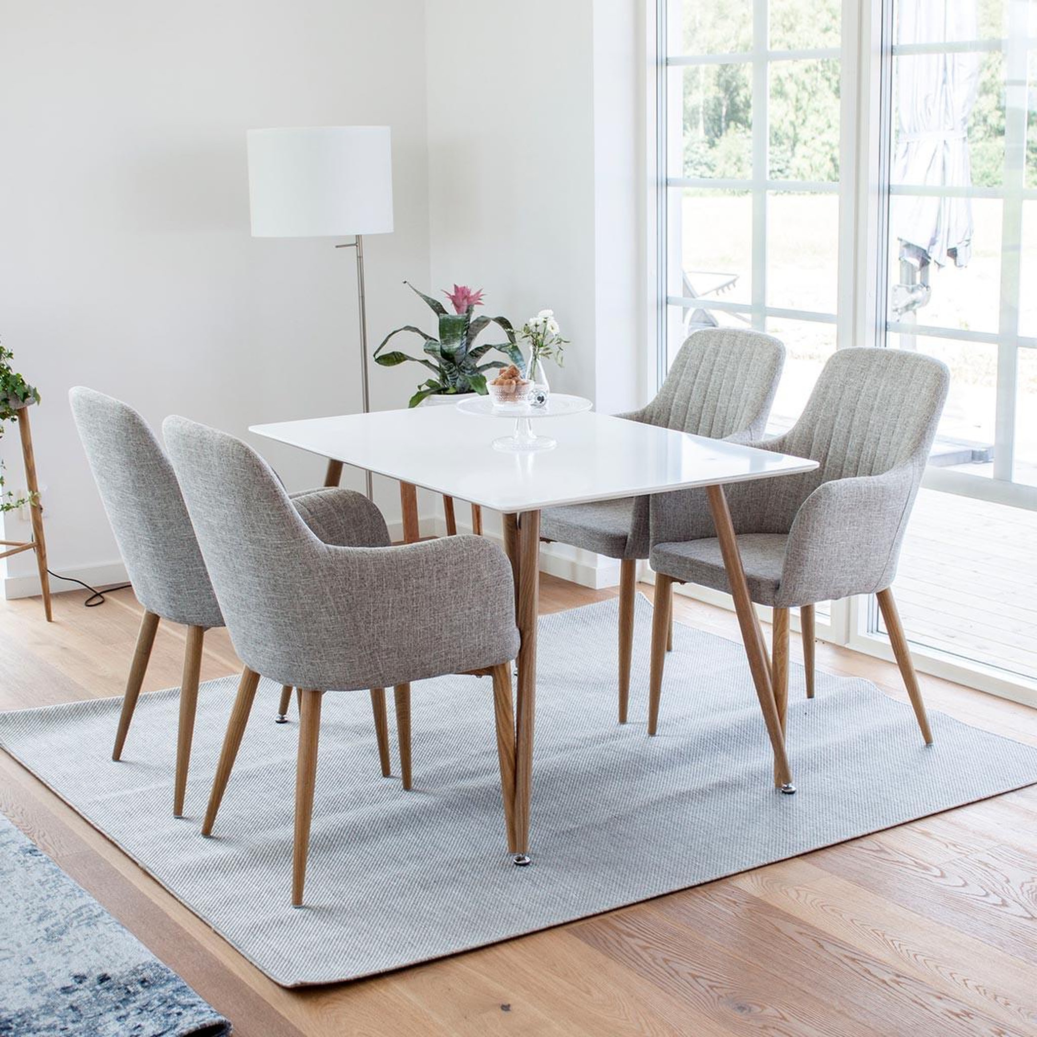 Voir la diapositive 2 : Paris Prix Table à manger  polar  120cm blanc & naturel