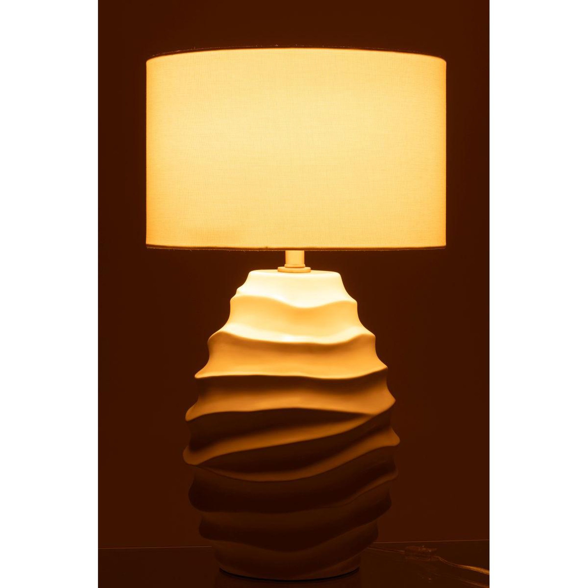 Voir la diapositive 3 : J-LINE Lampe à poser en céramique  vague  68cm blanc