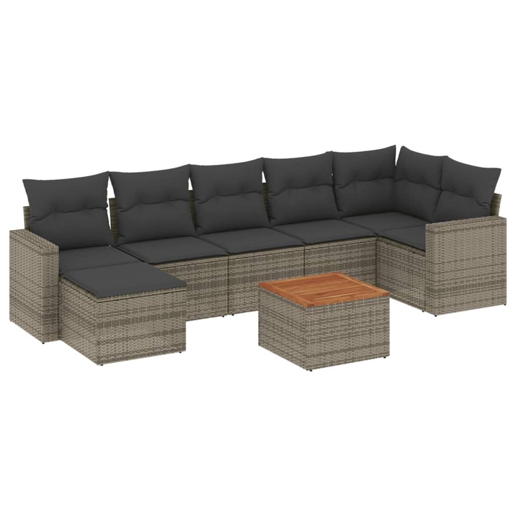 Voir la diapositive 2 : VIDAXL Salon de jardin 8 pcs avec coussins gris resine tressee