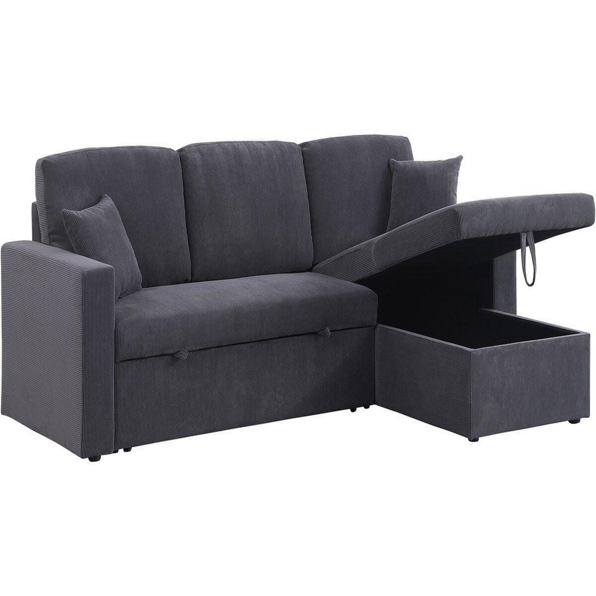 Voir la diapositive 4 : Habitat et Jardin Canapé d'angle convertible en velours côtelé  alain  - 3 places - gris