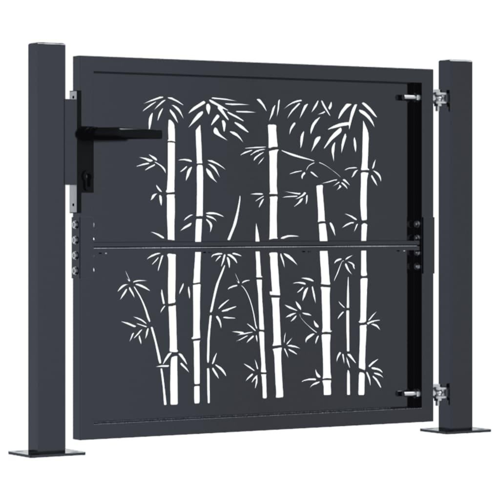 Voir la diapositive 4 : VIDAXL Portail de jardin anthracite 105x80 cm acier design de bambou