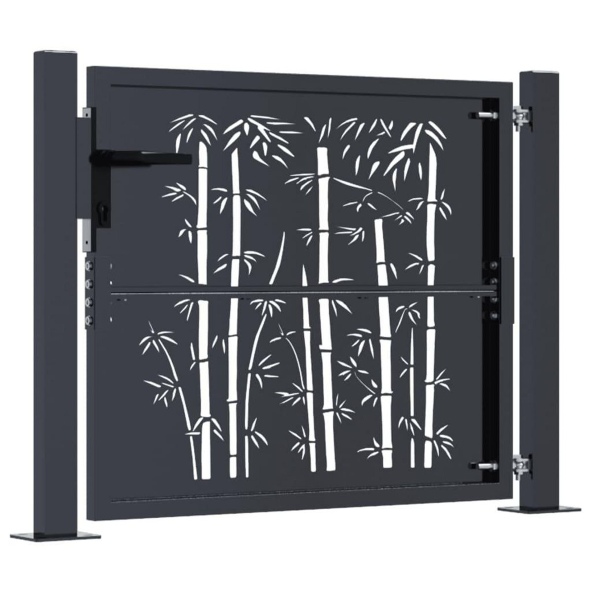VIDAXL Portail de jardin anthracite 105x80 cm acier design de bambou