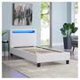 Voir la diapositive 4 : IDIMEX Lit LED simple LUCENO 90x190 cm, avec sommier, revêtement synthétique
