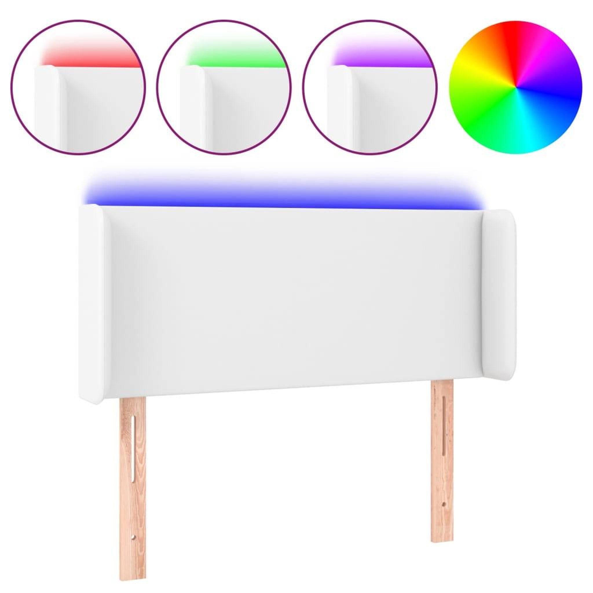 Voir la diapositive 2 : VIDAXL Tete de lit a LED Blanc 103x16x78/88 cm Similicuir
